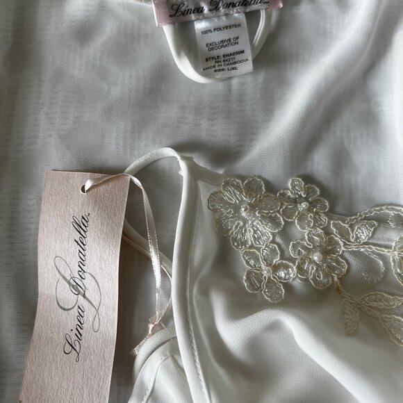 Linea Donatella Satin 2PC Bridal Chemise Ivory Nightgown Set Size L/XL - Picture 7 of 9